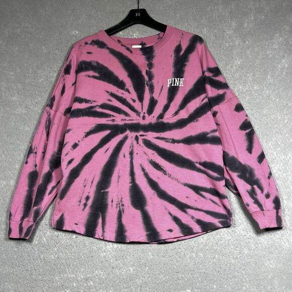 PINK Victorias Secret Sweater Womens Small Dahlia Print Varsity Crew Jacket Top - Picture 3 of 12